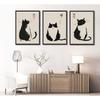 3Pcs Vintage Japanese Cat Wall Art Cute Funny Japanese Black Cat Canvas Paintings Japanese Matsumoto Hoji Prints Neutral Wall Decor Cat Pictures