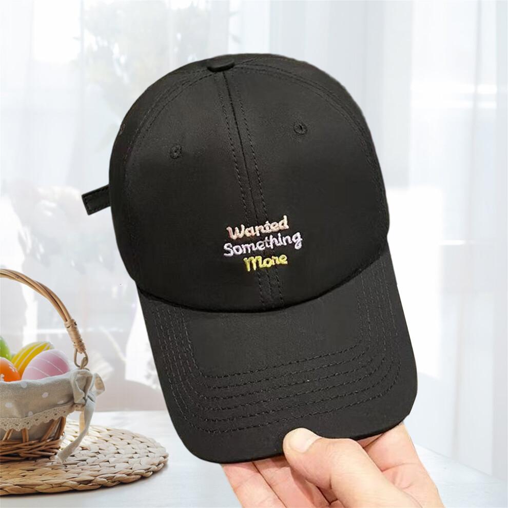 (One Size, Black) Women's Baseball Cap Stylish Letter Embroidered Adjustable Breathable Wide Brim Sun Hat