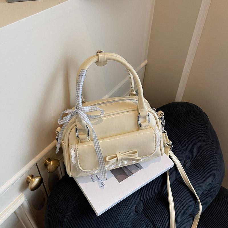 Vintage kabelka přes rameno - Dámská kabelka s mašlí, Korejský streetwear, Ležérní crossbody kabelka, Trendy cestovní taška,