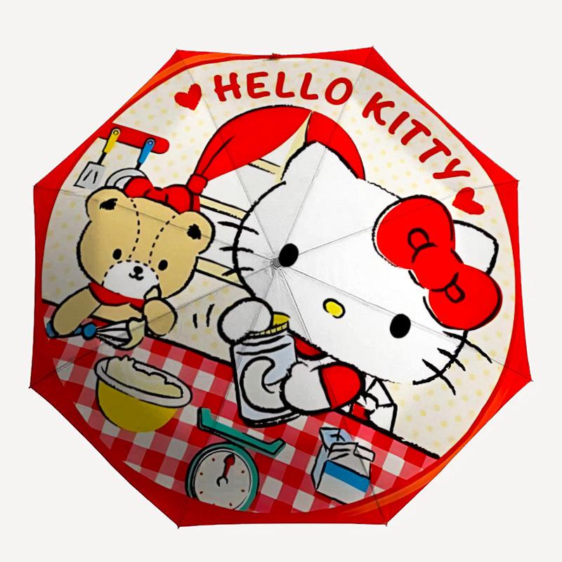 

1pc Hello Kitty Automatic Folding Umbrella, Portable Collapsible Design, 8-Rib Iron Frame, , All-Season Casual Outdoor Accessory yy0901140