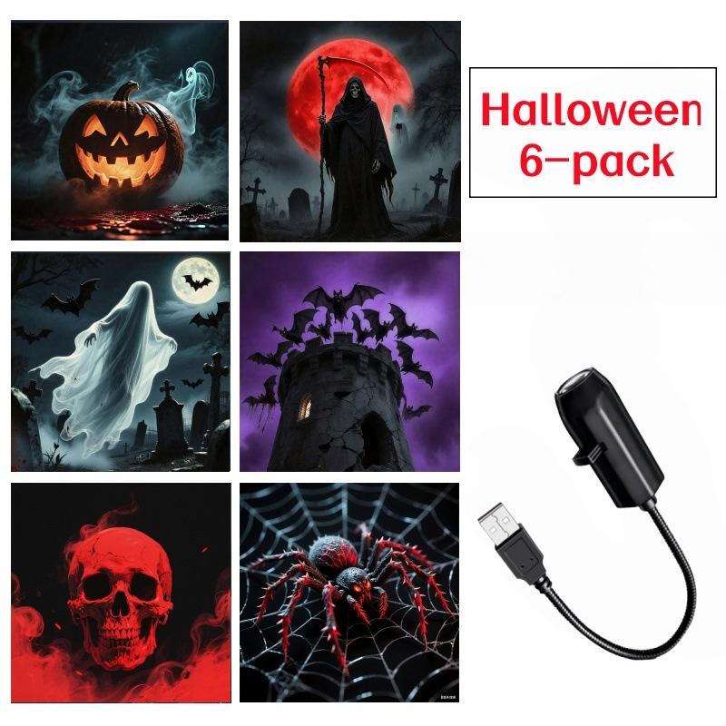 Halloween USB LED Projection Lamp,1/6pcs Patterns Light Ghost,bat,Spider,Skeleton,Halloween Atmosphere Light Festive Decoration