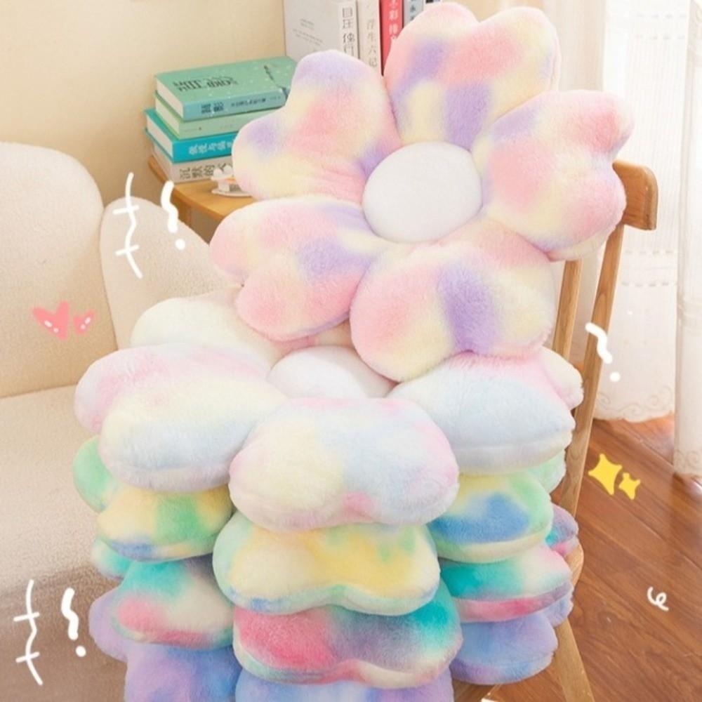 Colorful Flower Plush Pillow Fluffy Cherry Blossom Mat Kawaii Petals Seat Cushion  Kids Room