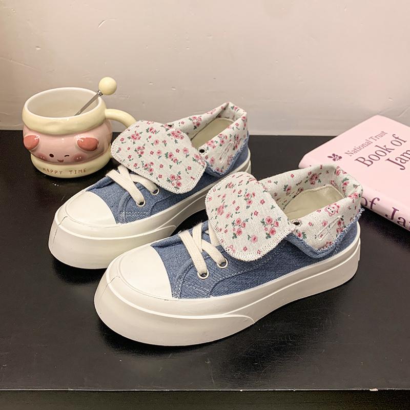 

Fashion American Original Flower Summer Breathable Canvas Shoes Women s 2025 New Thin Casual Shoes 35 синий