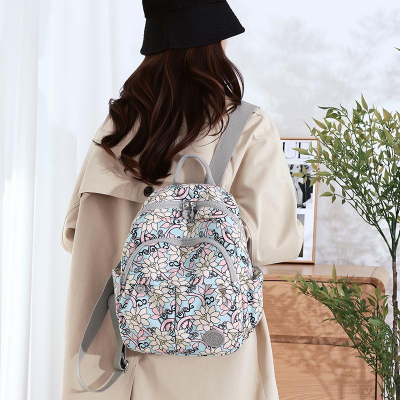 Bedruckter Nylon-Rucksack Studenten-Schultasche Damen Leichter Reiserucksack