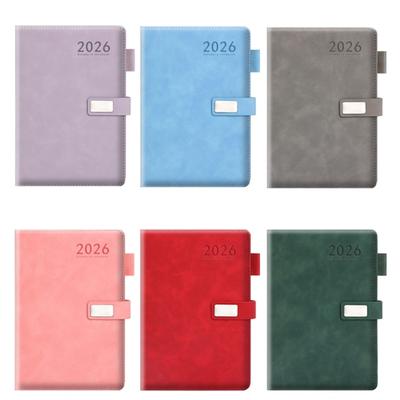 2026 Tagesplaner mit 400 Seiten, datiert, magnetischer Knopfverschluss, PU-Leder, akademisches Journal, Notizbuch für die tägliche Planung