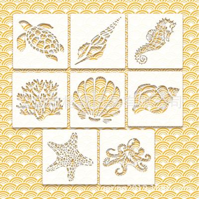1ks 13*13cm bílá PET série mořských zvířat duté šablony Scrapbooking nástěnný plakát Graffiti barva ve spreji malba barvicí forma
