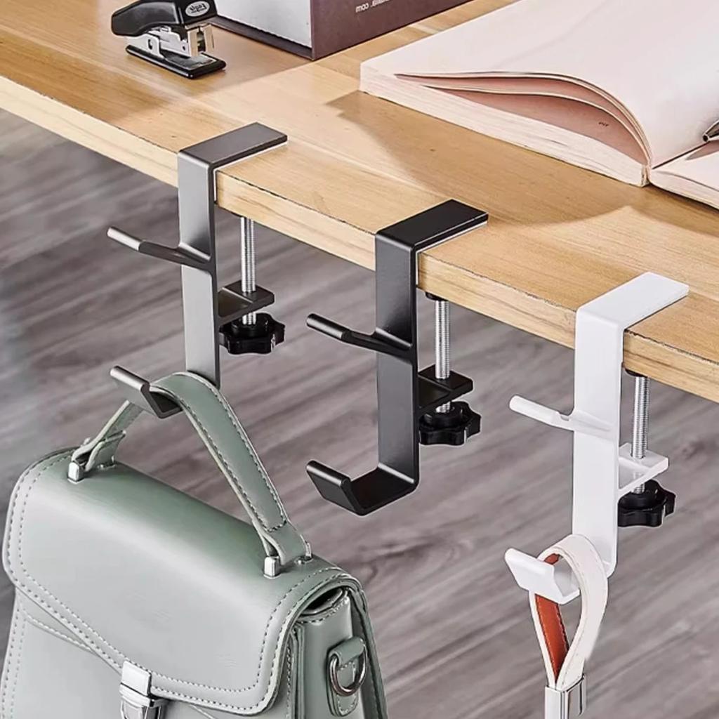 Multifunction Desk Edge Hook Adjustable Backpack Storage Hook Portable Handbag Rack Punch Free Home Office Desk Edge Hanger Hook