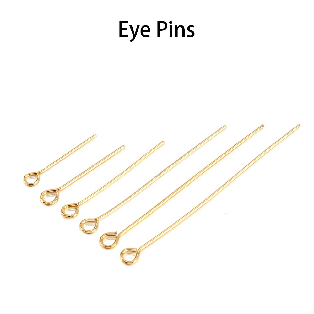 

100pcs/lot Stainless Steel Pins Gold Plated Ball Head Pins Beading Flat Eye Pins For DIY Jewelry Making Accessories Findings Length 20mm