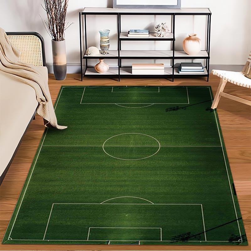 Soccer Field Pattern Area Rug in Green for Living Room Decor Suitable for use as an anti-slip for living room bedroom sofas