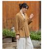 Ramie Sand-Washed Zen Style Hanfu Top – Women's Spring Edition, Cross-Collar, New Chinese Tea Art Design
