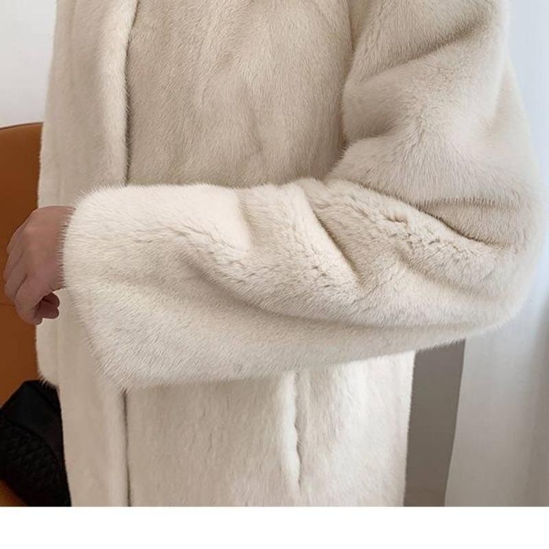 

Осень и зима новая искусственная норковая шуба женская длинная с капюшоном искусственная норковая шуба утолщенная теплая мода 2XL белый