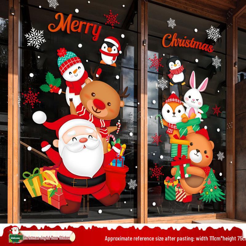 Santa Claus Christmas Window Clings - Tree, Door Stickers & Ornament Decor