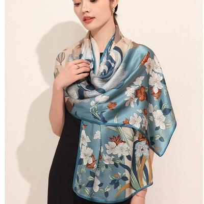 New Women Silk Scarf Long Pashmina Traditional Chinese Style 100% Mulberry Silk Scarf Business Gift Silk Scarves Gift For Mom