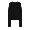 Women's Merino Wool One-Piece Knit Top with Rolled Hem - 2026 Spring/Autumn Collection