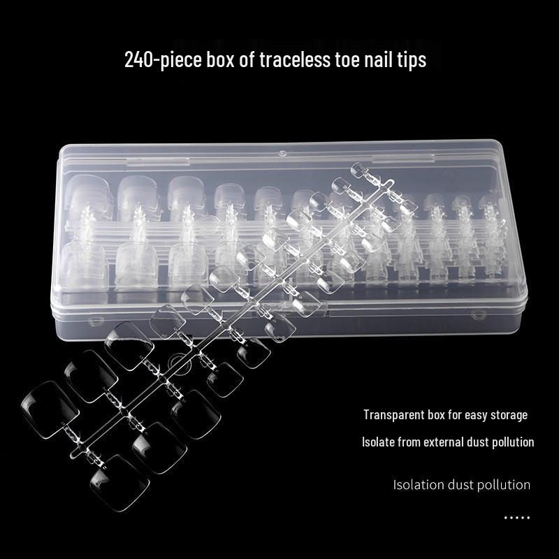 

240-Piece Set: Transparent Foldable Seamless Full Cover False Toe Nail Tips