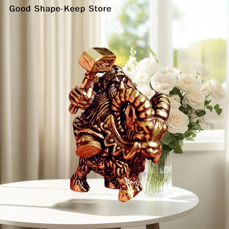 Brass Goat Dwarf Warrior Figurine Miniature Desktop Ornaments Retro Metal Models Statue Brass elderly deer riding ornament