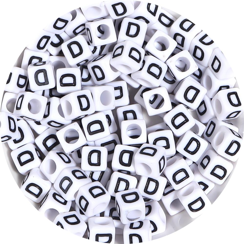 50-100pcs White And Black Color Letter Beads Alphabet Loose Beads Square Beads For Jewelry Making DIY Earring Bracelet Charm