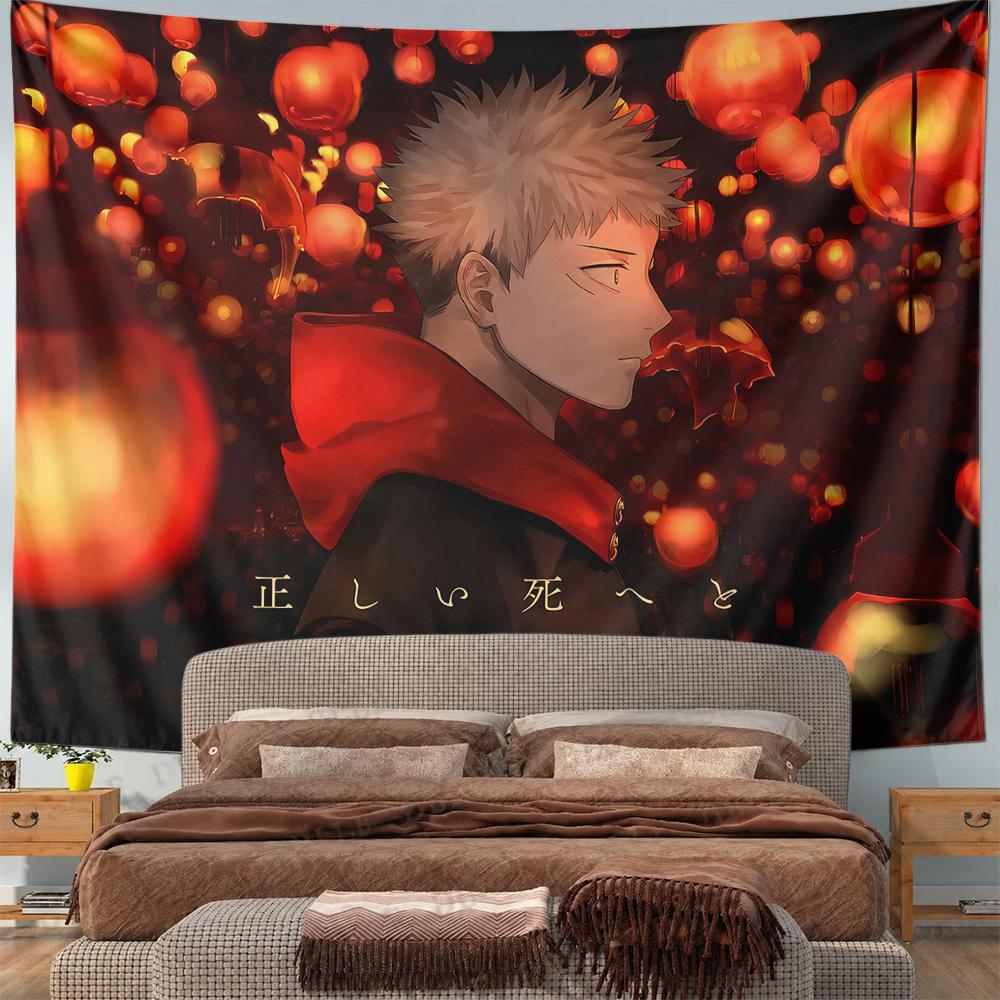 Charming Jujutsu Kaisen Wall Decor, Classic Red Charming Look, Great Fit for Living Room Sofa and TV Area with Warm with Flair with Calm Mood