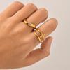 Gold Zircon Double Layer Star Ring for Women