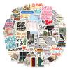 Read Stickers 50 Sheets of Stationery Water Cups Mobile Kindle Tablet Computer Decorative Waterproof Suitcase Stickers