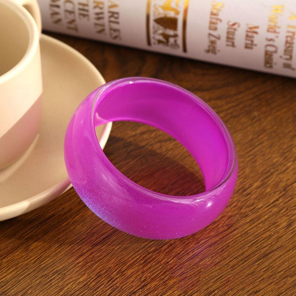 Glitter Big Round Irregular Wide Bracelet Wide Bangle Transparent Hand Ring Girls