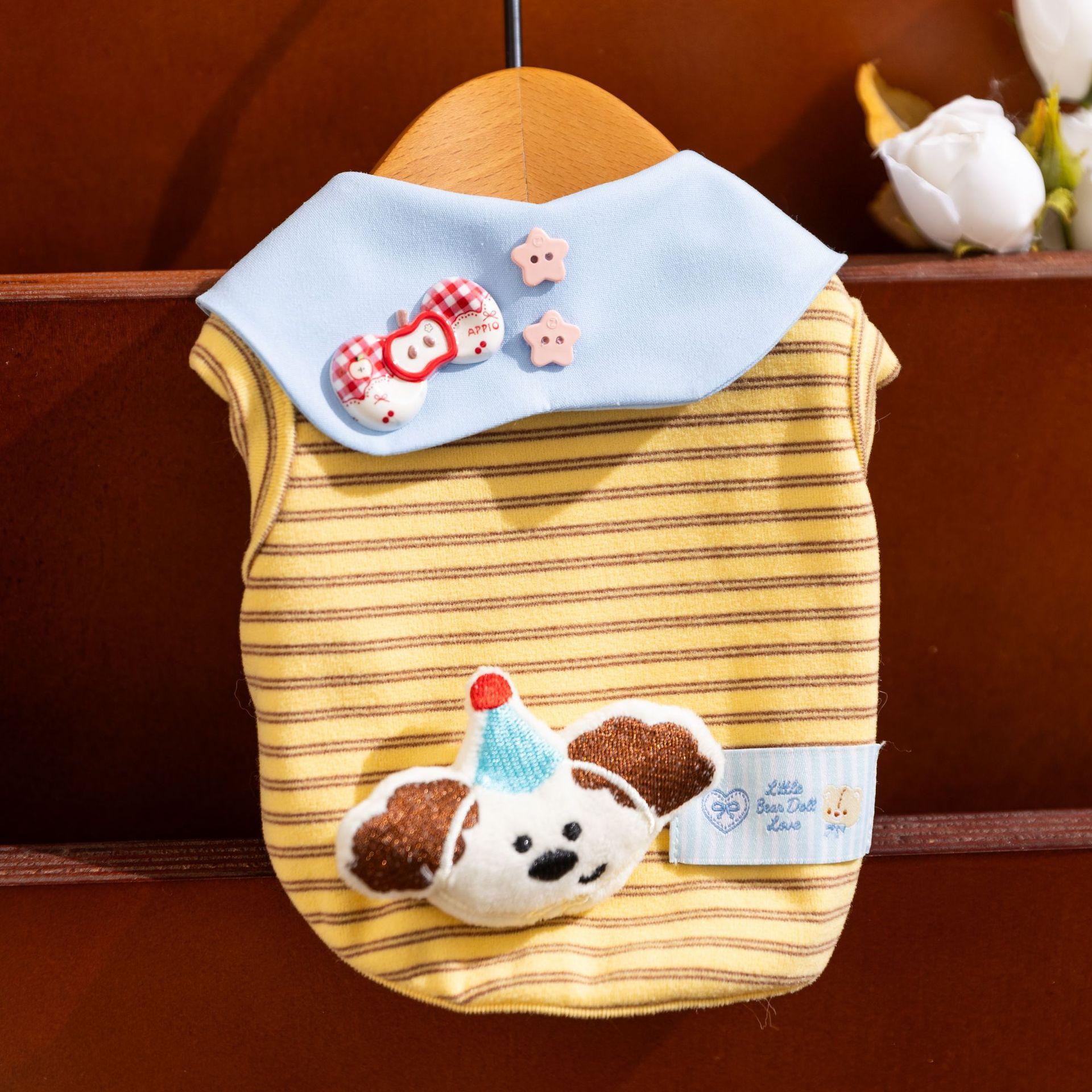 Spring and summer pet clothes for small dogs navy collar t-shirt for dogs doggy vest XS