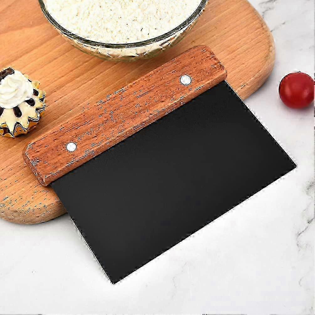 2026 Stainless Steel Dough Scraper with Wood Handle - Ideal Bread & Pizza Dough Baking (Black, 1pc)