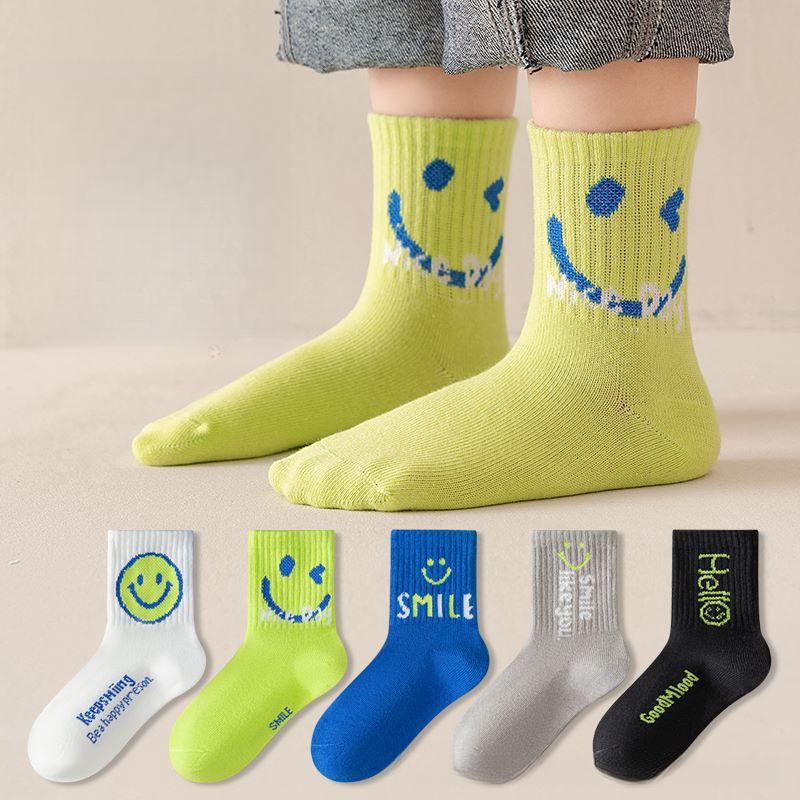 Children's Socks Boys Girls Autumn Winter Cartoon Car Mid-Calf Socking Baby Striped Toddler Cotton Sock