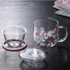 300ml Cute Heated Resistance Japanese Cherry Blossom Cup With Tea Infuser Filter&Lid Glass Flower Tea Cup Christmas Mug