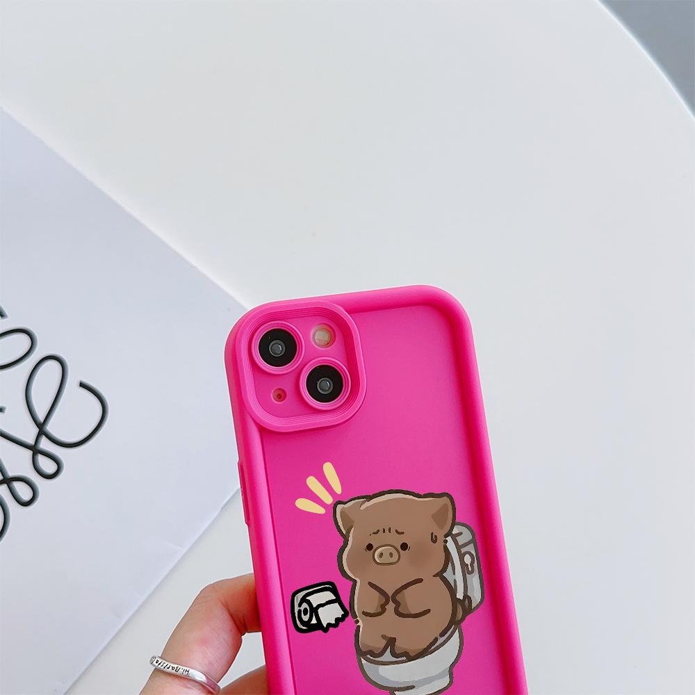 Funny Poop Piggy Pattern Soft TPU Phone Case for iPhone 17 Air 16 15 14 Pro Max Plus 13 12 Mini 8 7 X Xs Back Cover