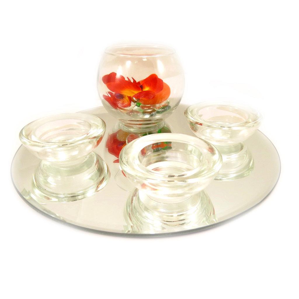 Les Trésors De Lily [L4085] - Floating Candle Tray 'Belle De Soie' Mirror (orange) - 25x9 Cm