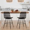 Dining Chair 2 Pcs Black 41 X 55 X 85 Cm Rattan and Steel