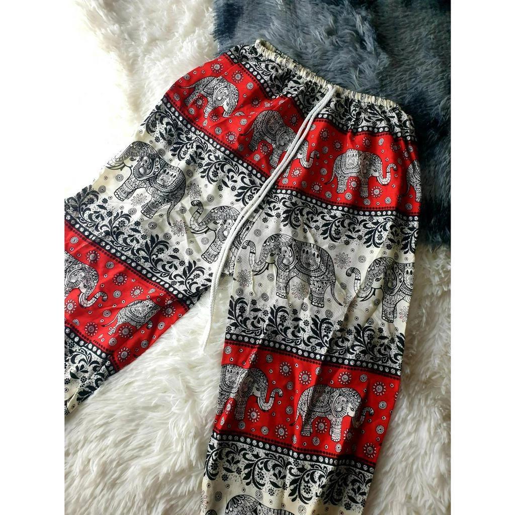 Elefant Jumpsbukser Justerbar Elastisk Midjebånd Stropp Unisex Kvinner Menn Trykk Thailand Casual Streetwear Strand Sommer Boho Bohemsk Retro Vintage