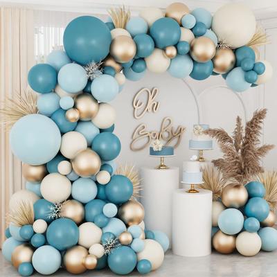 Macaron Blå Ballonggirlang Båge Kit Grattis På Födelsedagen Festdekoration Barn Pojke Baby Shower Ballonger Bröllopsfest Tillbehör