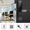 Electronic Smart Fingerprint Password Card Double Tongue Door Lock Touch Screen with Key(Black)