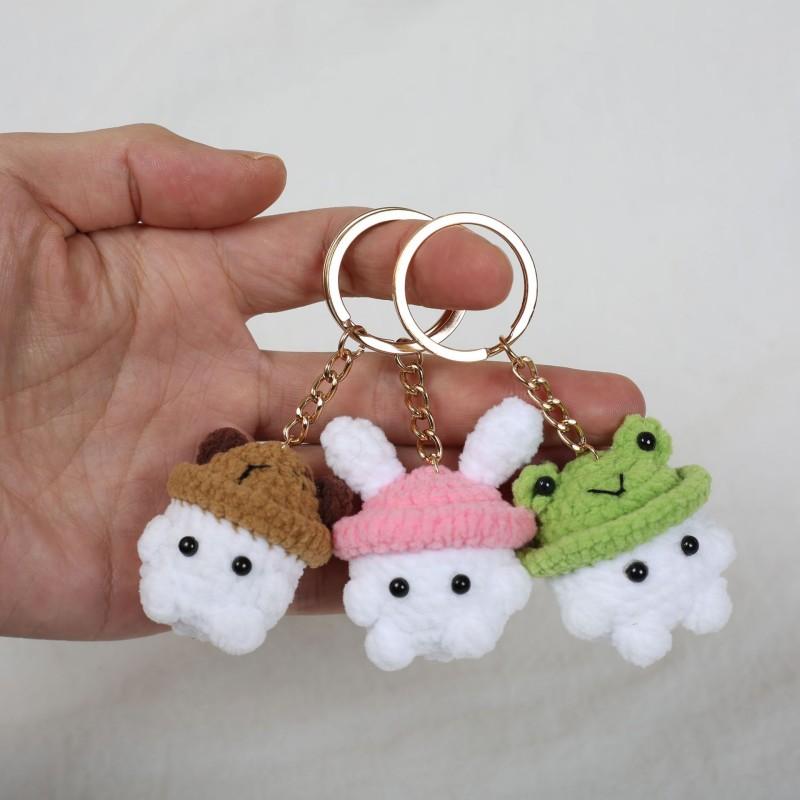 Mini Animal Doll Crochet Keychain For Car Keys Accessories Mini Cartoon Mushroom Series Knitting Doll Cute Keyrings Wholesale