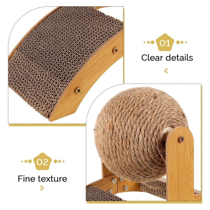 Durable Sisal Cats Scratching Post With Rotating Wheel Design And Natural Wood Structure For Furniture Protections