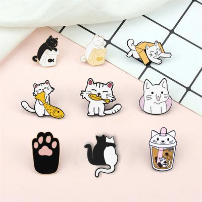 Punk Black Cats with Knife Enamel Pins Fashion Cute Animal Brooch Cartoon Lapel Pin Badge Jewelry Gifts for Friends