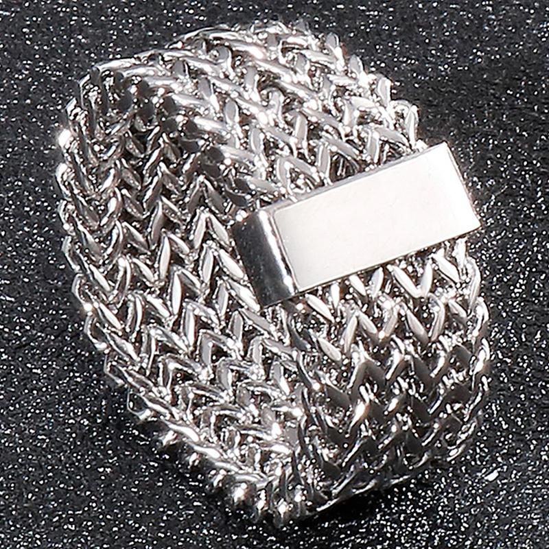 Retro rustfritt stål fiskeskala mesh båndring for menn kvinner unisex par smykker bryllup band navn graverbar