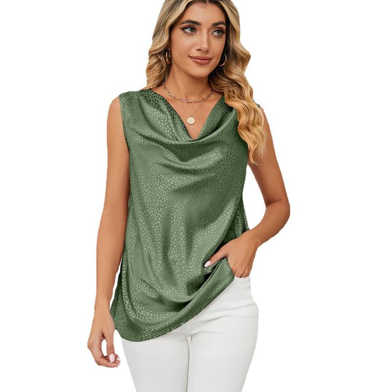 Женский свободный жилет без рукавов с однотонным ворсовым воротником на весну и лето — фото 3