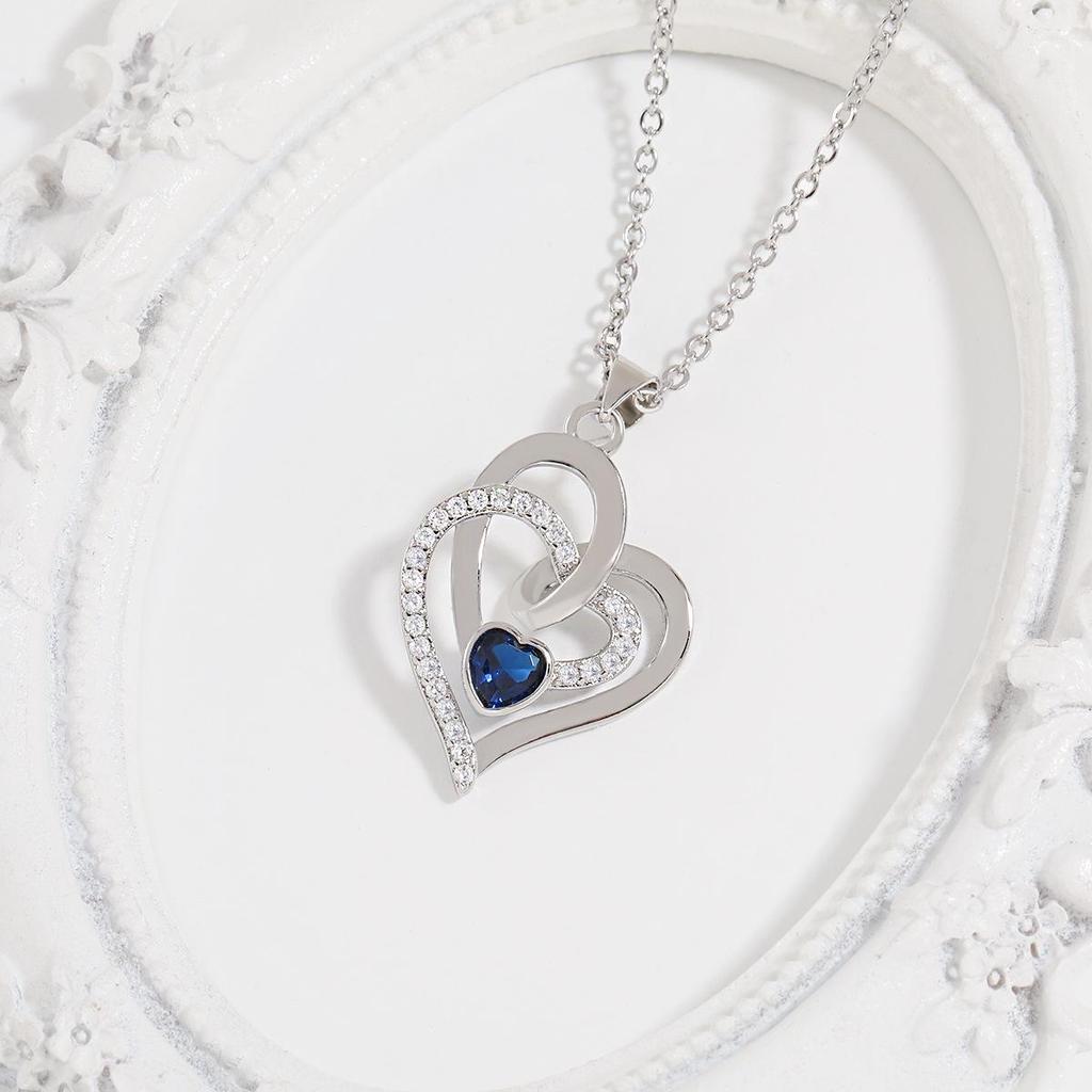 Cross New Irregular Interlocking Heart Pendant Necklace - Women's European & American High-End Celebrity Style