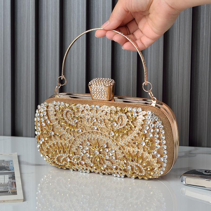 Borsa a Mano Argentata Lusso Donna Borsa alla Moda Cristallo Matrimonio Sposa Signora Diamante Telefoni Cellulari Portafogli Donna Borsa a Spalla