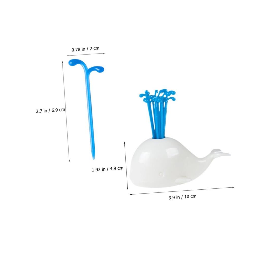 Liebliches Beluga Brunnen Obstgabel Set Kreativer Tier Wal Fruchtspieß, 16 Obstgabeln, 1 Wal Basis