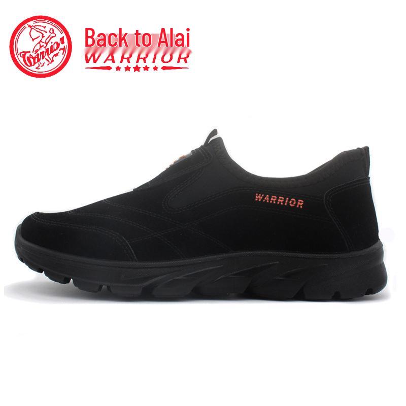 Shanghai Warrior Men's Slip-On Leather Casual Shoes, Non-Slip Soft Sole, Perfect for Travel and Outdoor Activities