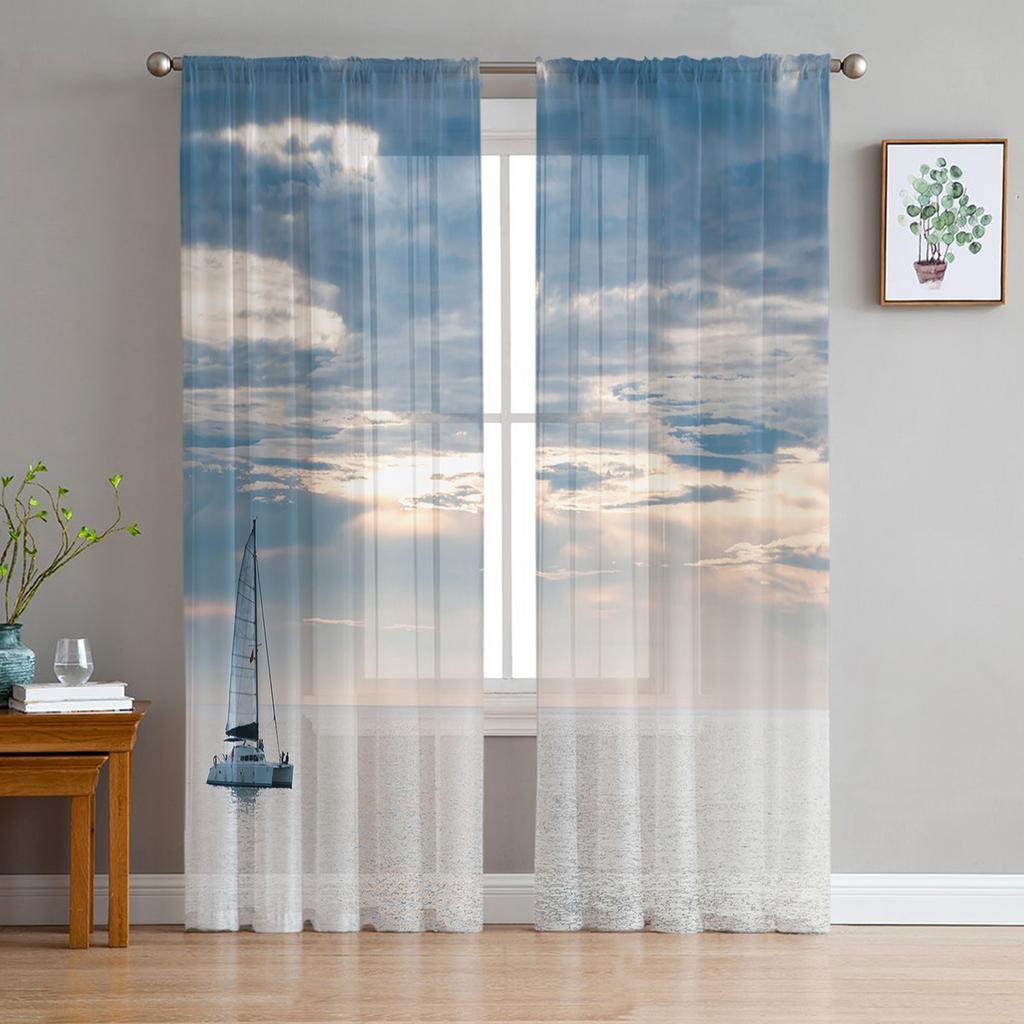 Window Openings Rocks Seaside Views White Tulle Curtains For Living Room Bedroom Space Space Children Room Kitchen Area Window Decor Sheer Voile