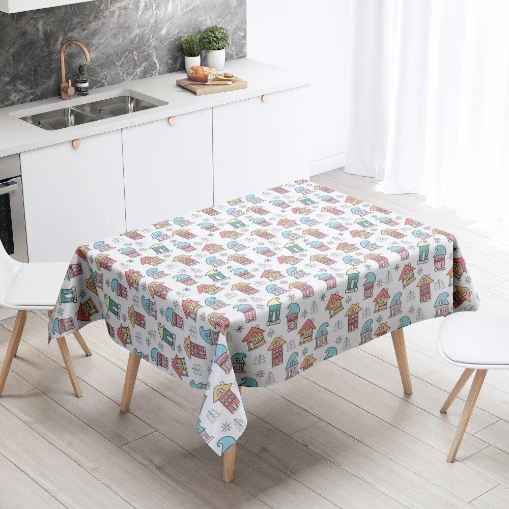 Cartoon Tablecloth Home Decor Stain Resistant Waterproof Table Decoration Rectangular Kitchen Fireplace Countertop