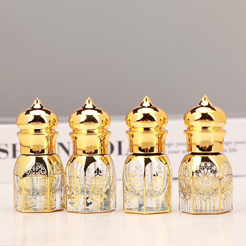3ML Light-Proof Rollerball Bottle for Perfume & Essential Oils - Portable Travel Sample Container 3ML; Pattern Random Pointed Rollerball; Glass
