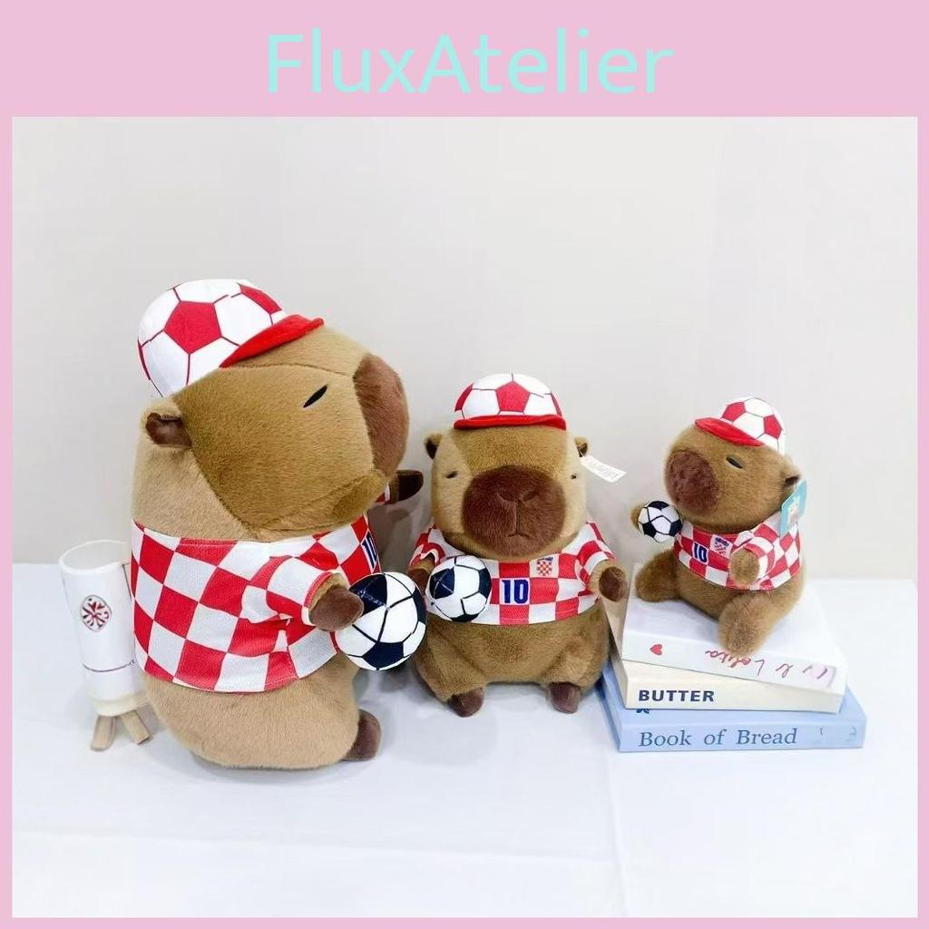 Capybara Girl Football Plush Toy Animal Soft Stuffed Doll Decoration Gift Kids