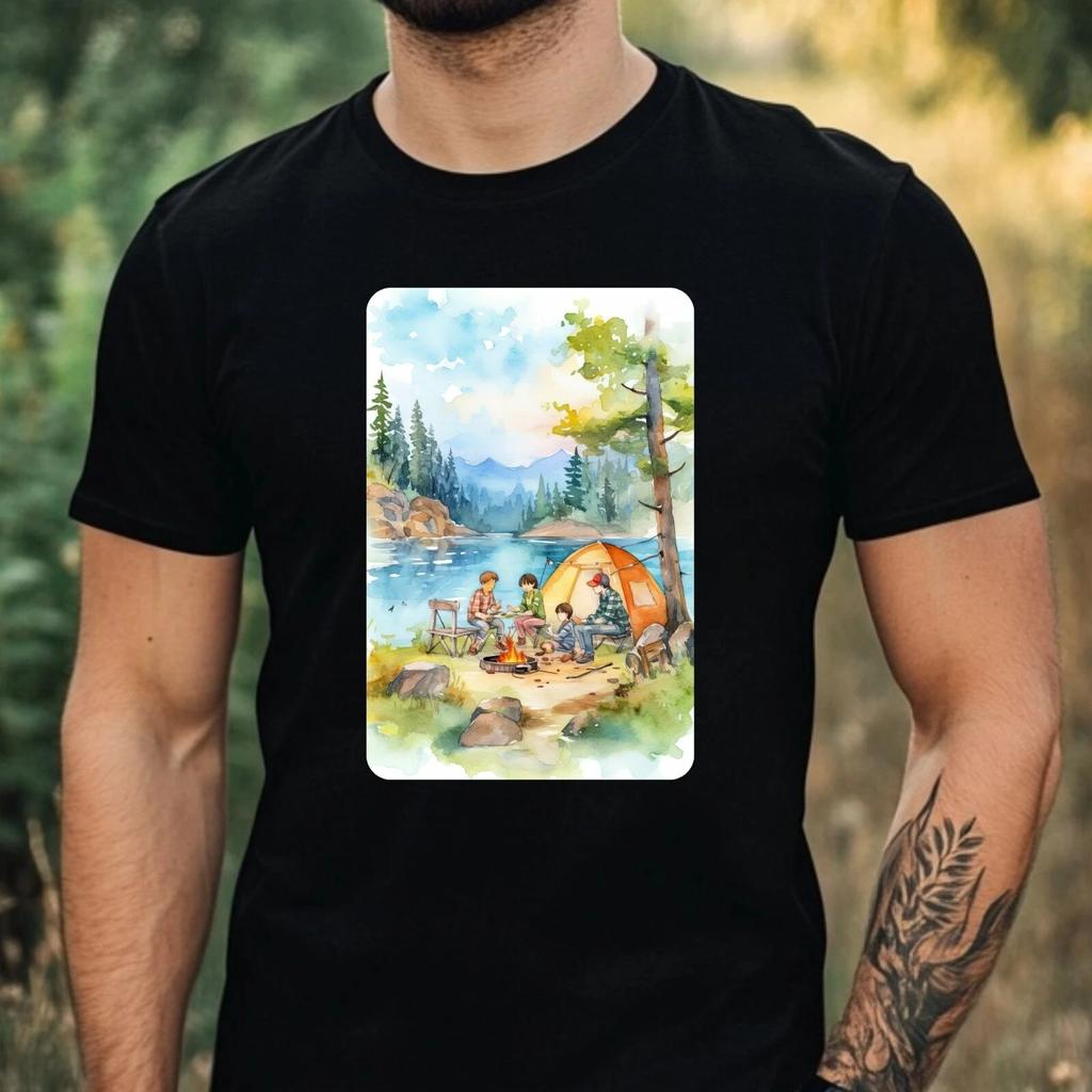T-Shirt Herren Camping Motiv Baumwolle Größe XS bis 5XL