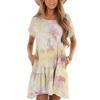 Women's Fashion Casual Round Neck Short Sleeve Ruffled Vintage Printed Dresses